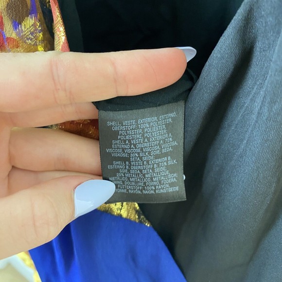 HD In Paris size 0 Anthropologie Dress Shift Wrap Velvet Boho Mini Gold Silk - Picture 4 of 5